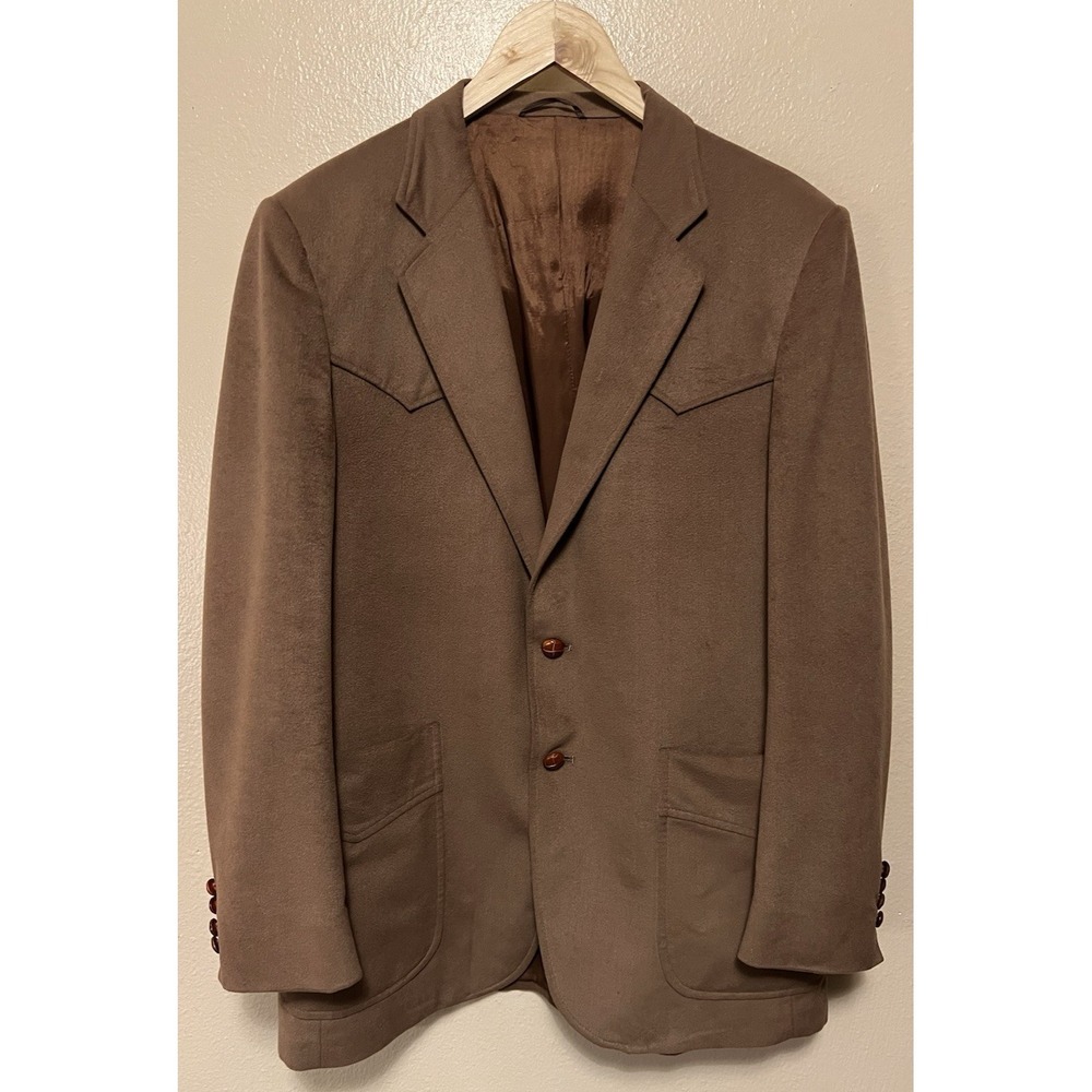 Vtg JCPenney Action Master Blazer Western Sport Coat Rockabilly Brown Men's 42R